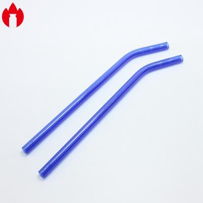 Cina Paglia in vetro borosilicato di colore blu da 8 * 200 mm per bere in vendita