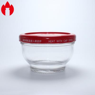 China Customized Glass Bowl Container With Metal Cover for sale