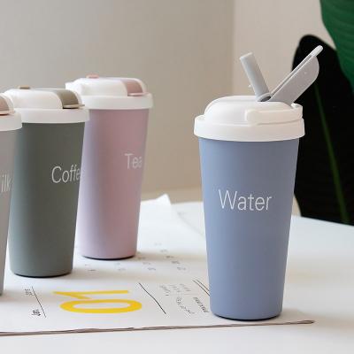 China Stainless Steel Straw Water Bottles Cute Animal Portable Drinking Cup Viable Large Capacity For Adult Kids Student Mixing Cups for sale