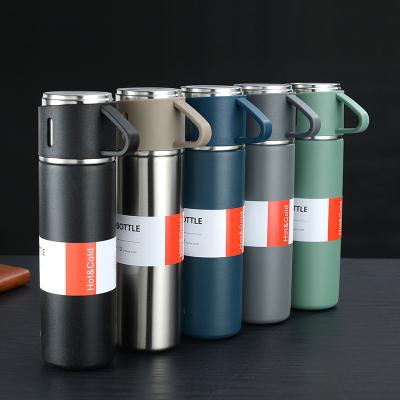 China Travel PORTABLE custom logo coffee gift business tea 304 stainless steel vacuum flask set outdoor gift box for sale