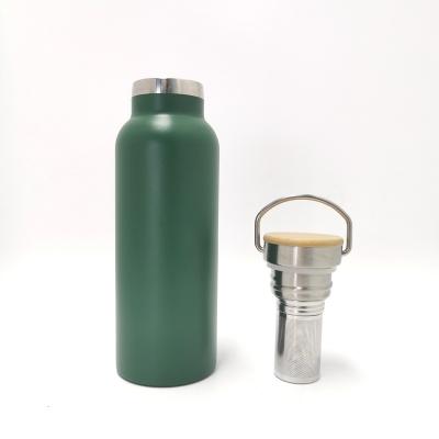 China Large Mouth Double-Wall Flask Viable Stainless Steel Thermal Water Bottle Thermo Vacuum Flask With Bamboo Lid for sale