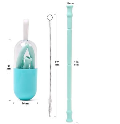 China Detachable Silicone Viable Straw With Folding Drinking Case for sale