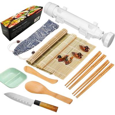 China DIY Beginners Rolling Stocked Kitchen, Natural Bamboo Maker Mats Sushi Mold Set Sushi Sushi Making Kit White With Plates/ for sale