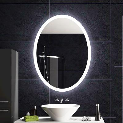 China Bright Oval Shape Illuminated LED Bathroom Mirror for sale