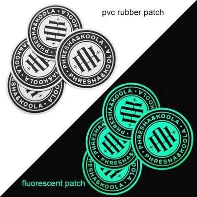 China Sew On Silicone Luminous Patch Embossed Fluorescent PVC Rubber Patch for sale