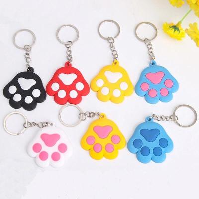 China Creative Cute Dog Cat Paw PVC Keychain Cartoon Animal Soft Silicone Car Accessories for sale