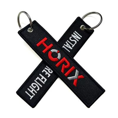 China Customizable Keychain Double Sides Embroidery Keychain Custom Logo Merrow Embroidered Patch Key chains for sale