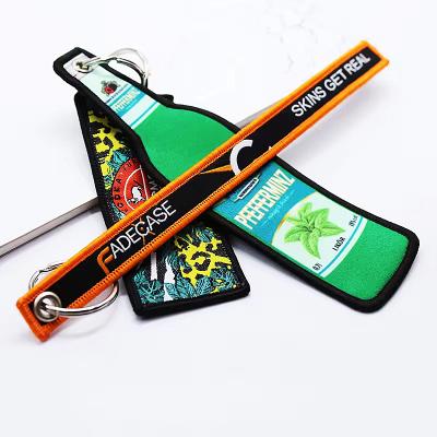 China Customized Woven Keychain Aviation Key Tag Keychain Jet Tag with Big Ring Attachment for sale