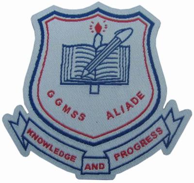 China Clothing Club Name Logo Polyester Custom Woven Patches for sale