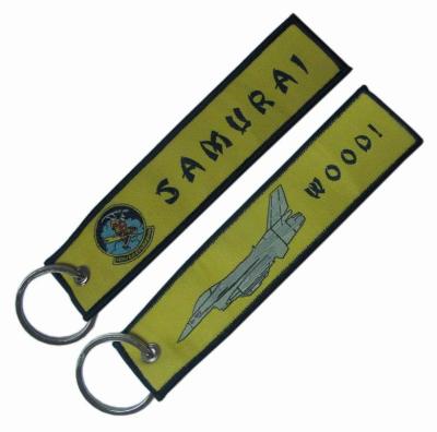 China Embroidery PMS Custom Woven Keychain pantone Merrow Border for sale