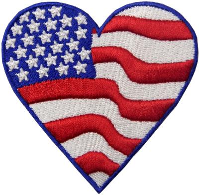 China Embroidered Heart Shaped USA Flag America Iron on Sew On Patch for sale