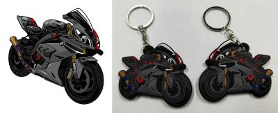 China custom logo printing made soft motor car shape 3D PVC rubber keychain for sale