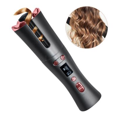 China LCD Digital Display Digital Display Hair Curler Iron Ionic Cordless Automatic Rotating Ceramic Hair Curl Iron for sale