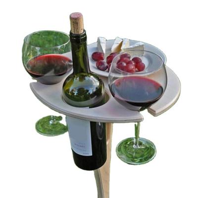 China Modern Collapsible Wooden Cup Rack Wine Rack Picnic Tables Beach Goblet Shelf Wine Hanging Table for sale