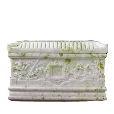 China Customization Professional wholesale natural jade urn longevity box aggregate coffin wholesale Lantian jade cinerary casket for sale