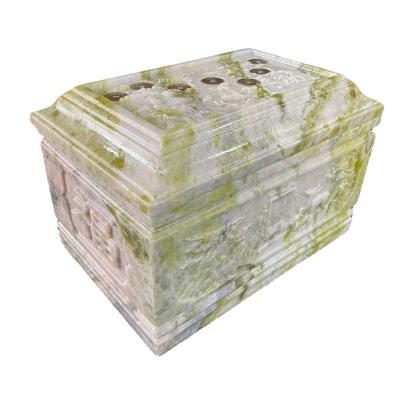 China Customization Urns jade natural Lantian jade solid wood gold silk nanmu coffin funeral supplies manufacturers for sale