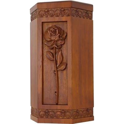 China Customization Hand Carved Wooden Urn Box Urn for Human Ashes Funeral Cremation Urn Keepsake Cremation for sale