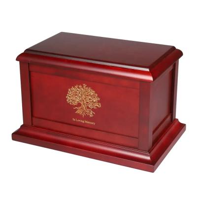 China Customization Red Tree Wooden Cremation Urns For Human Ashes Adult new unique and classic Design for sale