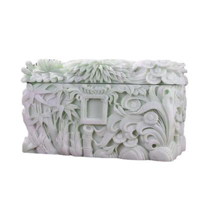 China Customization Factory direct marketing White marble cinerary casket old life box longevity funeral products for sale