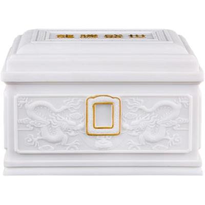 China Customization White marble cinerary casket crystal men's marble box coffin box for sale