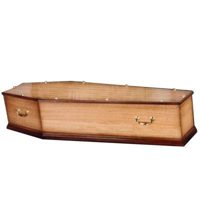 China Customization Factory Cheap Price Wholesale Funeral Coffin European Style Chipboard Veneer Coffins Oak Mahogany Veneered Coffin for sale