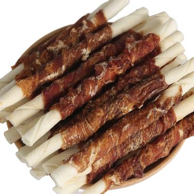 China 2021 Viable NewHealthy Twist of Rawhide Wrapped with Duck Wrapped Rawhide Sticks Meat Filled Rawhide Pet Treats Dog Food Dog Chews for sale