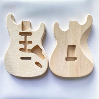 China Basswood GUITAR ST Electric Guitar Custom Kit Body Kit Replacement SSS Guitar Body with Quilted Maple Veneer for sale