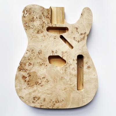 China Custom Barrel Solid White Body Electric Guitar GUITAR TL DIY Basswood Unfinished Body With Burl Top for sale