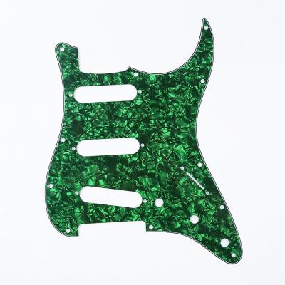 China 11 Hole Pickguard 4ply Green Pearl 11 Hole SSS Scratch Plate Start Guitar Pickguard For ST Start Electric Guitar Parts for sale