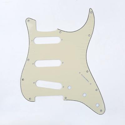 China 11 Hole Pickguard 3ply Wholesale 11 Hole SSS Ivory Guitar Pickguard Crank Sractah Plate For St Electrics for sale