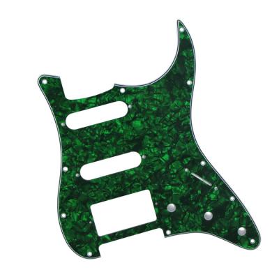 China 11 Holes Electric Guitar Pickguard 4 Ply Pearl Green HSS Starter Pickguard With Humbucker Pickup Hole For St Starter Guitar Parts for sale