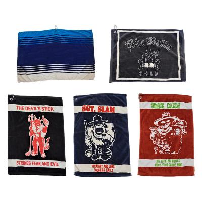 China New Pattern Full Cotton Carabiner Metal Wave High Quality Simple Custom Golf Towel Custom Logo for sale