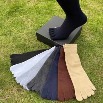 China KonLee Custom Wholesale Men's Gray Mini Crew Coolmax Five Finger Breathable Slit Toe Socks for sale