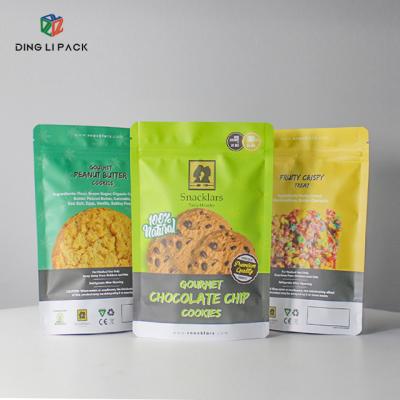 China Disposable Food Grade Custom Printed Reusable Snack Bag Plastic Aluminum Foil Snack Packing Bags Stand Up Zipper Bag With Window for sale