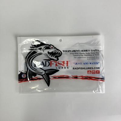 China Custom Printing Clear Resealable Barrier Soft Plastic Ziplock Lures Bait Bags With Hanging Hole for sale