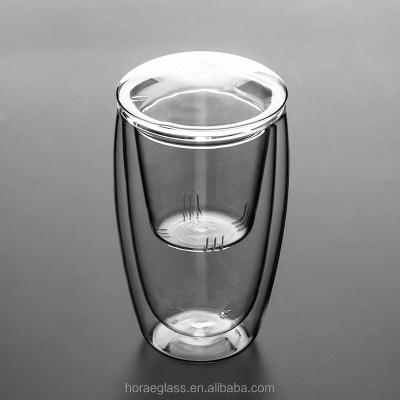 China Home Appliance Double Wall Glass Desktop Prevent Hot Tea Cup With Filter Household Water Cup With Cover for sale