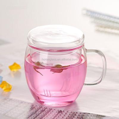 China 500ML 500ml Eco-friendly Glass Tea Cup Drink Mug With Cover Home Office Separation Of Tea Cups for sale