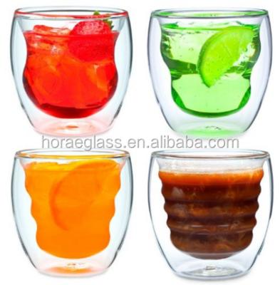 China Eco - Friendly Transparent Double Wall Glass Cup / Clear Espresso / Cappuccino Glass Mug for sale