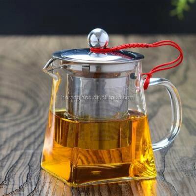 China China Best Selling Square Teapot With Handle Hot Resistant Glass Tea Cup With Filter for sale