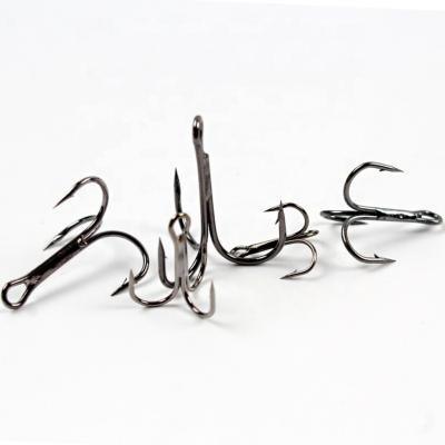 China Wholesale Carbon Steel Fishing Tackle High Carbon Steel Round Bent Treble Hook for sale