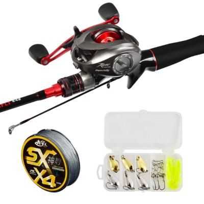 China Glass 1.92m, 2.19m, 2.46m 2 Section Complete Kit Fishing Line Full Lure Carbon Fiber Casting Fishing Rod and Reel Combo Set for sale