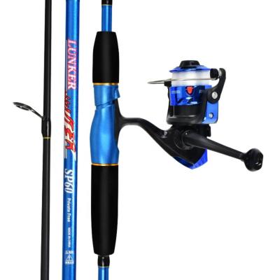 China 1.8m/2.1m Glass 2 Section Fiberglass Lure Fishing Rod Reel Spinning Combo Set for sale