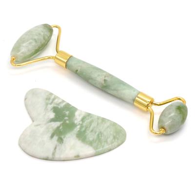 China Face Logo Skin Care Anti Aging Customized Hot Sale High Quality 100% Natural Xiu Yan Jade Roller Set for sale