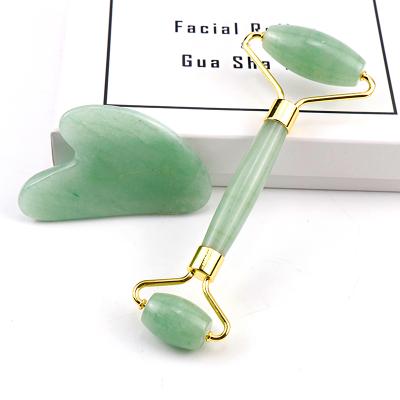 China New Best Private Label Logo Face Roller Natural Green Jade High Quality Anti Aging Body Massager for sale