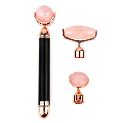 China Best Face Stick Gold Face Anti Aging T-Shape Jade 3 In 1 Vibrating Face Roller for sale