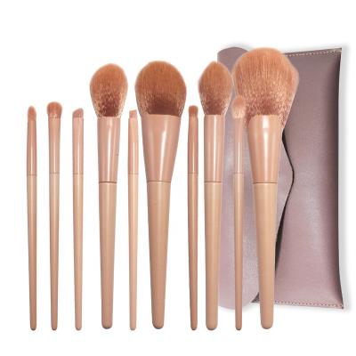 China 10Pcs Long Lasting Makeup Brushes Soft Synthetic Makeup Applicator Orange Eyeshadow Facial Makeup Brush Set for sale