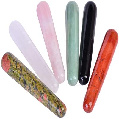 China Body Crystal Gua Sha Beads Scraping Rose Quartz Yoni Wand Natural Healing Crystal Massage Tool Massage Wand for Women for sale