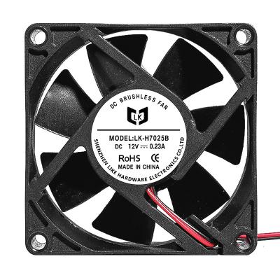 China Industrial Equipment 7025 High RPM Cfm Axial Fan 70*70*25mm DC 12V 5V Dual Socket Ball 12V Axial Fan for sale