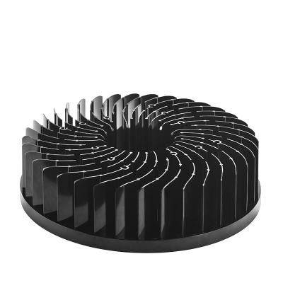 China Led Lighting Radiator 150W Diameter 250mm And Height 69mm Electrophoresis Black Round Led Pin End Aluminum Heatsink For Light LED for sale