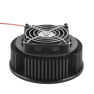 China Machine Work 40W Diameter 133mm And Height 40mm Black Anodic Oxidation Round Led Pin End Aluminum Cooler Heatsink Lightweight With Fan for sale